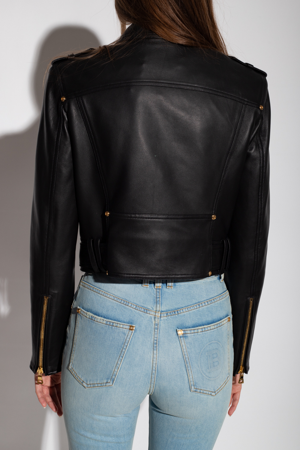 Leather biker jacket Balmain - SchaferandweinerShops TW